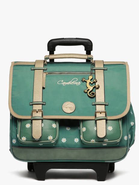 3-compartment Wheeled Satchel Cameleon Green vintage fantasy CR41