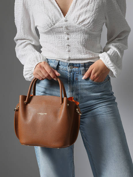 Leather Foulonné Double Satchel Lancaster Brown foulonne double louisa 18 other view 1