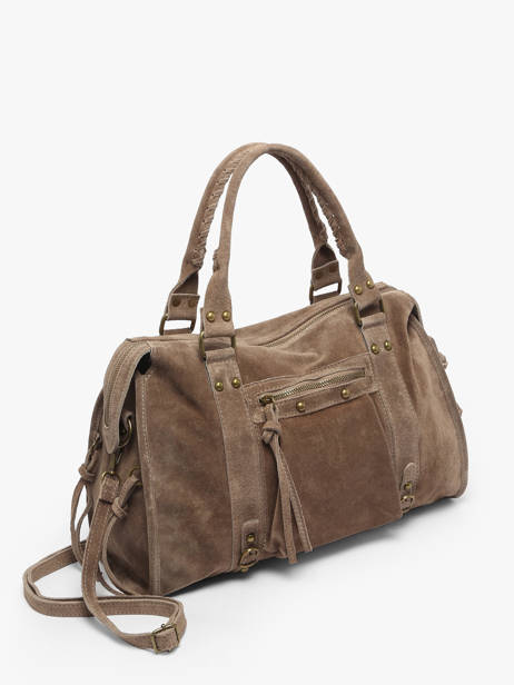 A4 Size Shoulder Bag Velvet Leather Milano Brown velvet VE24095 other view 2