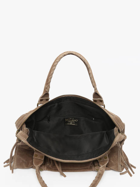 A4 Size Shoulder Bag Velvet Leather Milano Brown velvet VE24095 other view 3