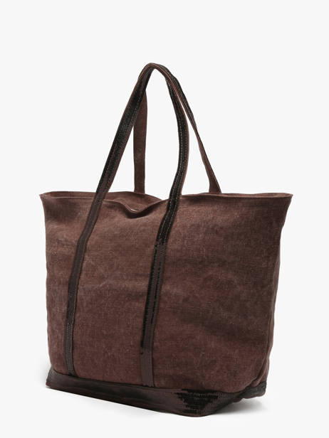 Zipped Linen Tote Bag Le Cabas Sequins Vanessa bruno Brown cabas lin 31V40409 other view 2