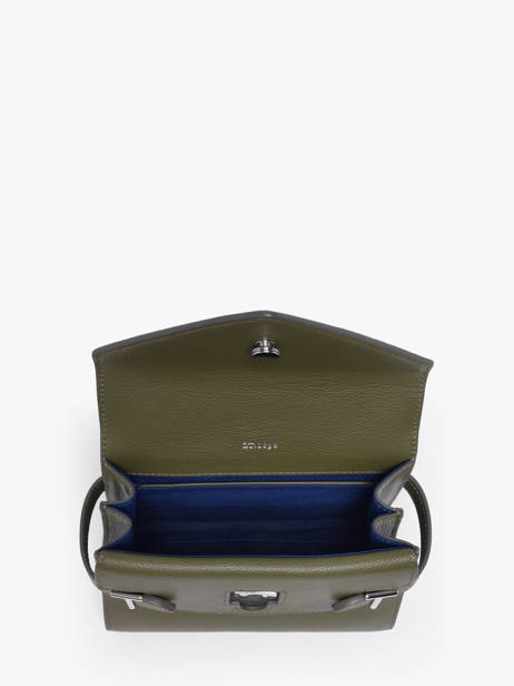 Sac Bandoulière S Double Rabat Emilie Cuir Grainé Le tanneur Vert emily TEMI1006 vue secondaire 3