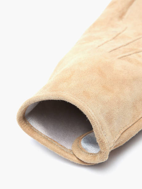 Gants Homme En Cuir Daim Avec Doublure En Soie Omega Beige men gloves S vue secondaire 1