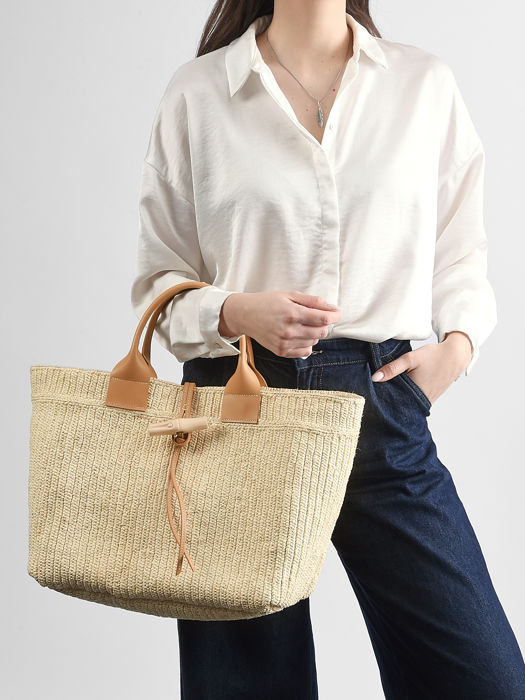 Longchamp Le roseau raphia Sacs porté main Beige