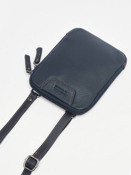 Small Leather Foulonné Crossbody Bag Etrier Blue foulonne EFOU728S other view 2